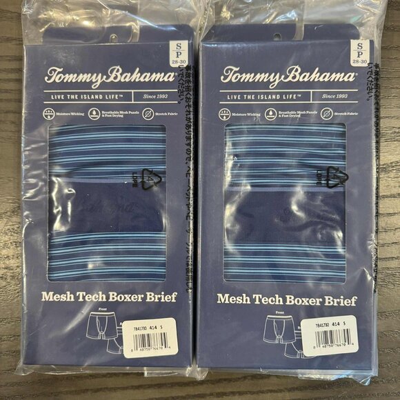 2 Pack Tommy Bahama Mesh Tech Boxer Briefs Underwear  $60 Navy Stripes - Picture 6 of 11
